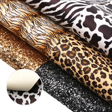 Load image into Gallery viewer, leopard cheetah zebra stripe tiger pattern cow printed faux leather set（6pcs/set）
