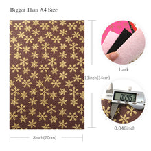 Load image into Gallery viewer, gold foil metallic gold hot stamping litchi texture snowflake snow matte printed gold snowflake litchi faux leather

