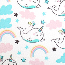Load image into Gallery viewer, the whale rainbow color printed faux leather
