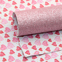 Load image into Gallery viewer, double sided faux leather sheet fine glitter plain color solid color heart love cross pattern cross textured valentines day pink series printed double sided faux leather
