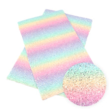 Load image into Gallery viewer, rainbow color chunky glitter printed glitter faux leather
