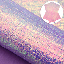 Load image into Gallery viewer, magic color iridescent crocodile crocodile pattern plain color solid color printed iridescent burst crack crocodile pattern faux leather

