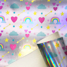 Load image into Gallery viewer, rainbow color heart love printed faux leather
