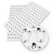 Load image into Gallery viewer, snowman snowflake snow printed faux leather
