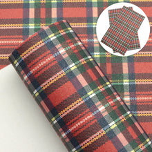 Load image into Gallery viewer, christmas day plaid grid printed faux leather
