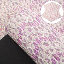 Load image into Gallery viewer, flower floral chunky glitter heart love printed chunky glitter lace faux leather
