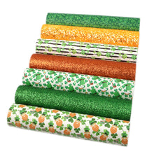 Load image into Gallery viewer, clover shamrock st patricks printed faux leather set（7piece/set）
