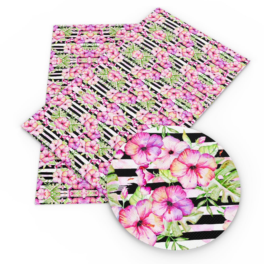 flower floral stripe printed faux leather