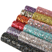 Load image into Gallery viewer, sequins paillette spangles chunky glitter glossy multicolor big small sequins mixed printed sequins faux leather
