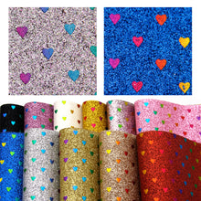 Load image into Gallery viewer, fine glitter colourful gold hot stamping heart love valentines day printed fine glitter color gold faux leather
