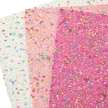 Load image into Gallery viewer, chunky glitter sequins paillette spangles bread crumbs rainbow color donuts with polymer clay faux leather printed chunky glitter iridescent sequins bread crumbs soft clay faux leather
