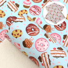Load image into Gallery viewer, cake cupcake ice cream popsicle donuts printed faux leather
