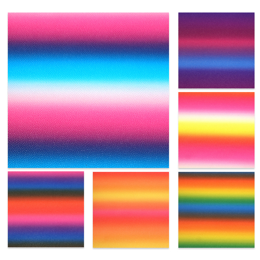 rainbow color litchi texture printed basketball pattern rainbow gradient faux leather set（6pcs/set）
