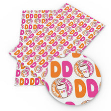 Load image into Gallery viewer, drinks juice letters alphabet dunkin donuts printed faux leather
