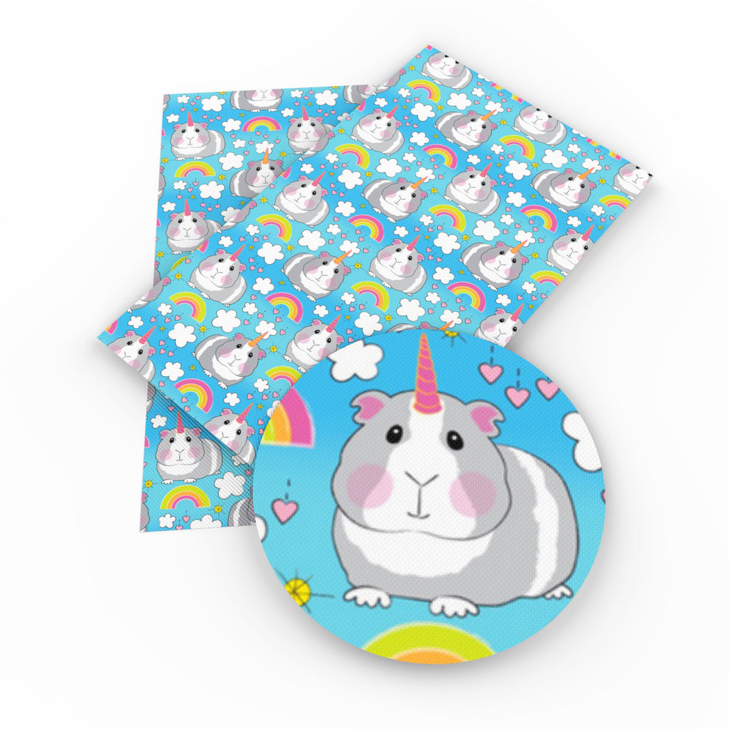 guinea pig rainbow color printed faux leather
