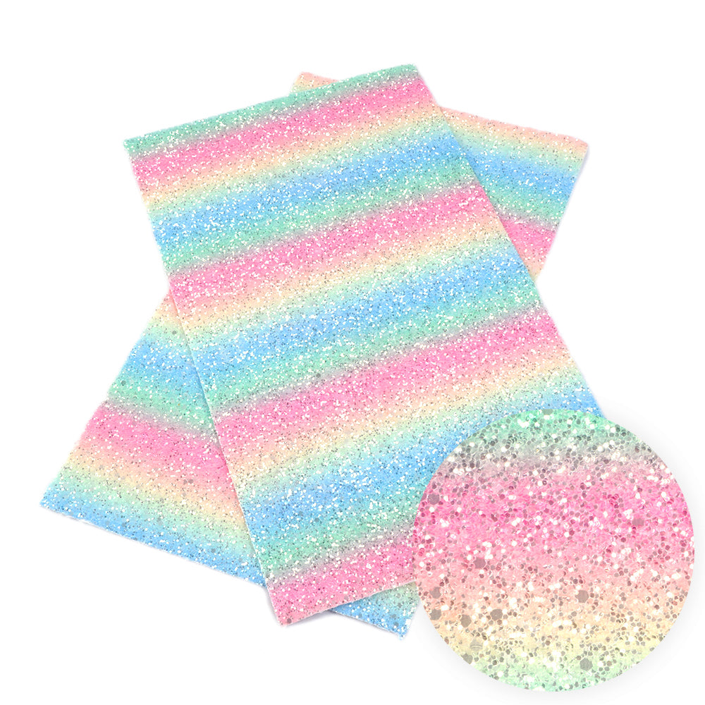 rainbow color chunky glitter printed glitter faux leather