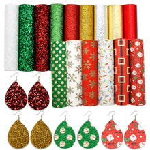 Load image into Gallery viewer, plain solid color christmas snowflake snow printed A5 faux leather set（15piece/set）
