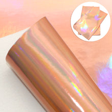 Load image into Gallery viewer, mirrored faux leather glossy shiny faux leather plain color solid color glossy smooth glossy holographic laser can be printed holographic mirror faux leather
