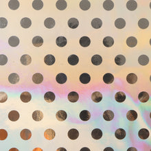 Load image into Gallery viewer, holographic laser smooth glossy dots spot printed smooth holographic dots faux leather
