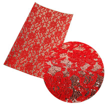Load image into Gallery viewer, flower floral chunky glitter fine glitter printed lace faux leather
