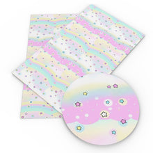 Load image into Gallery viewer, star starfish rainbow color printed faux leather
