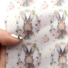 Load image into Gallery viewer, rabbit bunny flower floral easter bunny printed faux leather
