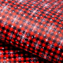 Load image into Gallery viewer, plaid grid gingham tartan buffalo plaid star starfish snowflake snow christmas day printed faux leather
