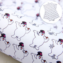 Load image into Gallery viewer, snowman snowflake snow printed faux leather
