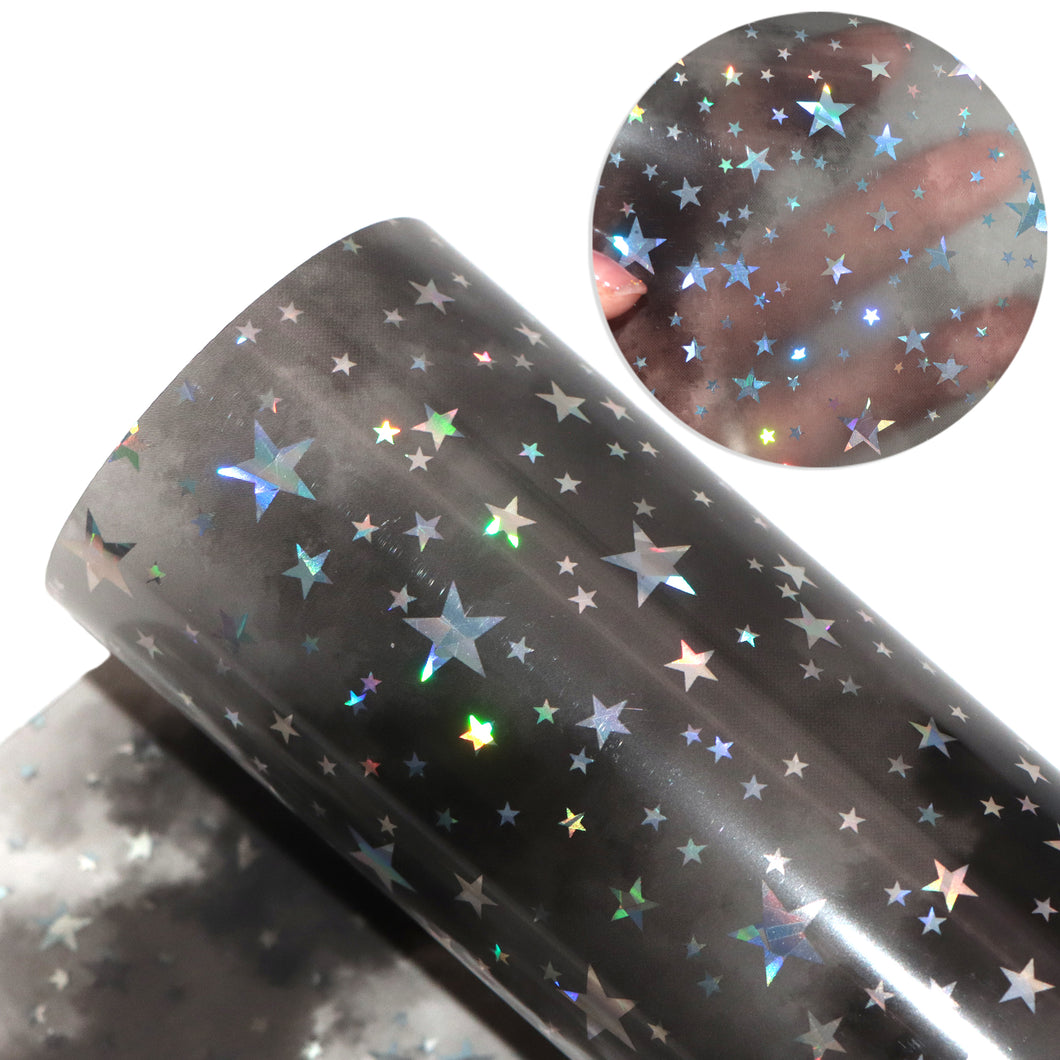 holographic laser star starfish tie dye pvc faux leather sheets printed PVC holographic star pattern tie dye faux leather