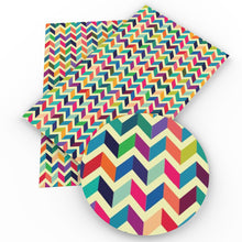 Load image into Gallery viewer, chevron zig zags rhombus geometric patterns printed faux leather
