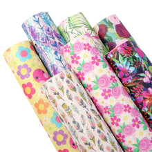 Load image into Gallery viewer, flower floral printed fine glitter faux leather set（7piece/set）
