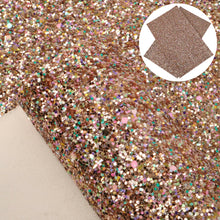 Load image into Gallery viewer, chunky glitter sequins paillette spangles printed multicolour chunky glitter sequins faux leather
