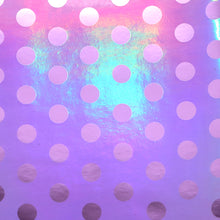 Load image into Gallery viewer, holographic laser smooth glossy dots spot printed smooth holographic dots faux leather
