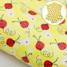 Load image into Gallery viewer, ladybug flower floral printed faux leather
