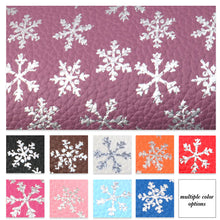 Load image into Gallery viewer, silver hot stamping litchi texture snowflake snow printed silver snowflake litchi faux leather
