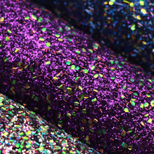 Load image into Gallery viewer, chunky glitter sequins paillette spangles tinsel glossy printed chunky glitter sequins curling roll faux leather
