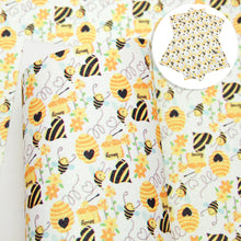 Load image into Gallery viewer, bee flower floral printed faux leather
