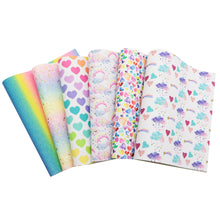 Load image into Gallery viewer, heart love valentines day rainbow color printed faux leather set（6piece/set）
