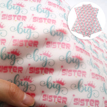 Load image into Gallery viewer, big sister little sister middle sister lil printed faux leather
