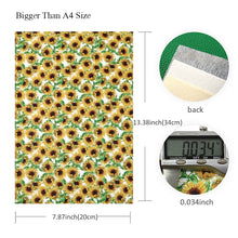 Load image into Gallery viewer, sunflower fine glitter litchi texture flower floral printed Sunflower faux leather set（10pieces/set）

