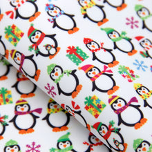 Load image into Gallery viewer, christmas day penguin penguins snowflake snow printed faux leather
