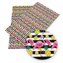 Load image into Gallery viewer, flamingo pineapple stripe printed faux leather
