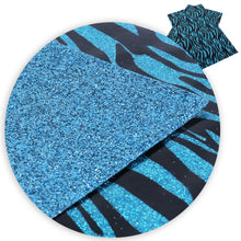 Load image into Gallery viewer, double sided faux leather sheet zebra stripe printed glitter double sided faux leather
