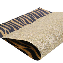 Load image into Gallery viewer, double sided faux leather sheet zebra stripe printed glitter double sided faux leather
