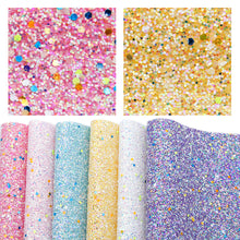 Load image into Gallery viewer, sequins paillette spangles chunky glitter printed glow in the dark sequins chunky glitter faux leather set（6pieces/set）
