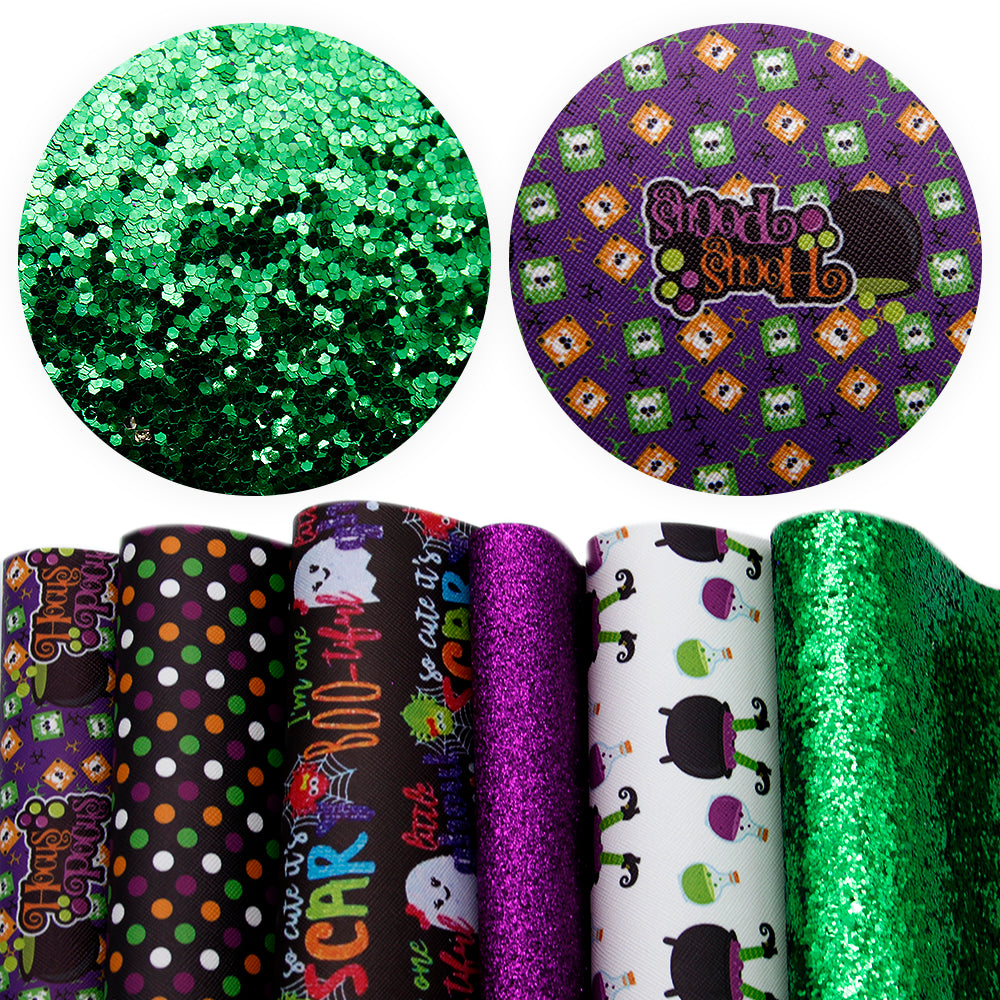 halloween printed faux leather set（6piece/set）