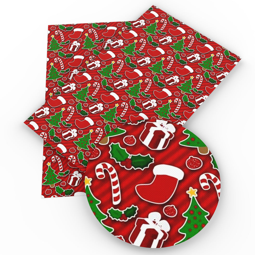christmas tree candy sweety printed faux leather