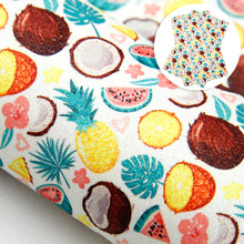 Load image into Gallery viewer, pineapple watermelon coconut palm tree printed faux leather
