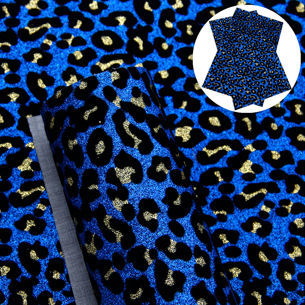 leopard cheetah velvet fine glitter printed leopard print glitter flocking leather