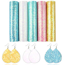 Load image into Gallery viewer, plain solid color A5 chunky glitter faux leather set（5pieces/set）

